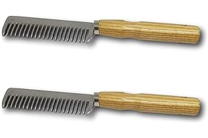 PFERDELINIS Mane Comb for Horse Donkey Metal with Sturdy Wooden Handle (2 x Wooden Handle)