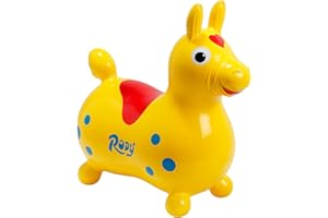 Cavallino Gonfiabile Rody Gymnic Originale - Giocattolo Cavalcabile Made in Italy - Stimola Equilibrio, Coordinazione, Motricità - Colore Giallo