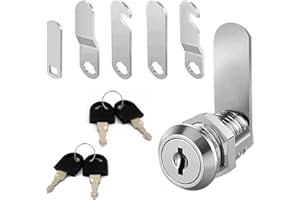 OWNKIM Serrure de boîte aux lettres 16 mm avec 4 clés - Livré avec 5 plaques de verrouillage différentes, serrure à levier pour boîtes aux lettres, portes d'armoire (A)