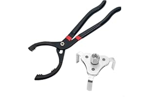 Sgehai 2-Piece Set，1pcs Oil Filter Pliers+1pcs 3 Jaw Adjustable Oil Filter Wrenches,Oil Filter Tool,Oil Filter Removal Tool,for Engine Filters, Conduit, & Fittings