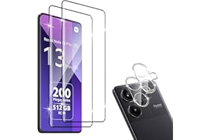 HidWee Compatible avec Xiaomi Redmi Note 13 Pro Plus 5G Protection écran, Verre Trempé [3D Couverture Complète] 2 Pièces + 2 Pièces Caméra Protecteur, 9H Dureté Anti-rayure HD Protection Décran
