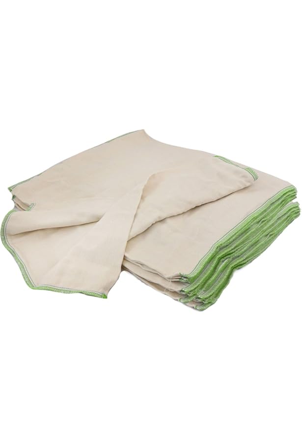 XKKO Prefolds – 100% Cotone Biologico – (6 Pezzi) – Bambini Grandi / Premium / Large (orlo Verde) – 38 X 46 Cm (7 – 14 Kg