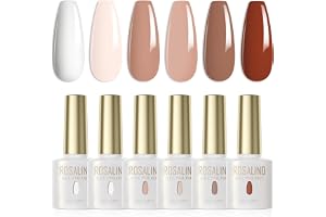 ROSALIND UV-nagellack 6 färger Vit Ljusrosa Khaki Brun Havregryn Färg Gel Nagellack Set Färg Gel för naglar Soak Off LED för UV-lampa Salong Design Kit