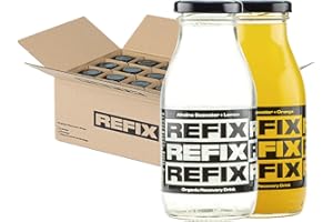 Bebida de Recuperación REFIX – Base Agua del Mar, Baja en Calorías, Orgánica, Sin Azúcar Añadido, Vegana, Electrolitos y Sales Minerales Naturales del Mar - Limón y Naranja - Pack de 24 Botellas