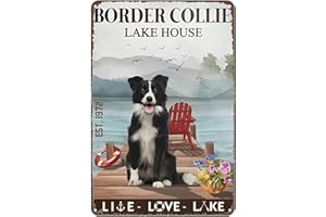 YYN Vintage blaszane znaki Border Collie pies jezioro dom retro dom kuchnia bar rustykalna dekoracja ścienna zabawna dekoracja kawa blaszane znaki metalowe dekoracja znak ścienny plakat ścienny dekoracja