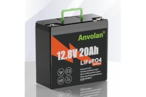 ‎ANVOLAN 12V 20Ah Lithium LiFePO4 Batterie, mit 20A BMS, 256Wh, Max.15000 Zyklen Lithium Akku, für Ersatz Blei-Säure Batterien,Boote,Solaranlage Off-Grid,Wohnmobil,Fischfinder,Camping,Licht(20Ah 12.8Volt)