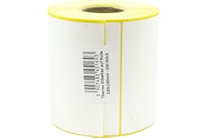MD Labels białe etykiety termiczne na rolce, 100 x 100 mm, 500 sztuk – trwale przylegające, do kodów kreskowych, białe etykiety samoprzylepne do opisywania