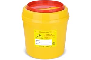 Sharp Container, ATOMUS 2L Tattoo Plastic Sharp Container Tattoo Medical Disposal Biohazard Needle Waste Box Safe Lock Container Tattoo Supplies (yellow)