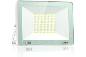 VRTOGTHE 100W Foco LED Exterior - 10000LM Proyector LED Exterior con y IP67 Impermeable, 7000K Blanco Frío LED Exterior para Fábrica, Patio, Estadio, Garaje