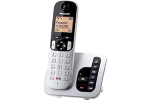 Panasonic KX-TGC260JTS Telefono Cordless Digitale con Segreteria Telefonica Digitale, Unità Base e 1 Ricevitore, ID Chiamante, Blocco Chiamate Indesiderate, Vivavoce, Modalità Eco One Touch, Argento
