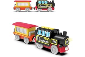 Zuoan Train de locomotive à piles - Jouet de chemin de fer magnétique pour rails en bois - Train motorisé - Compatible avec Thomas, Brio, Chuggington, Melissa et Doug