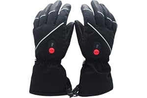 SAVIOR HEAT Guantes Calefactables Batería Recargable Hombre Mujer, Guantes Calefactables de Cuero Palma para Esquí Patinaje de Invierno, Guantes Térmicos para Motociclismo Caza 2.5-7 Horas