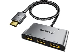 SWITCHFLUX DisplayPort Splitter for 3 Monitors Adapter |4K@60Hz| DP Splitter Extended Display 1 in 3 Out MST Hub for Multiple Monitor Compatible with PC,NVIDIA/AMD Graphic Card