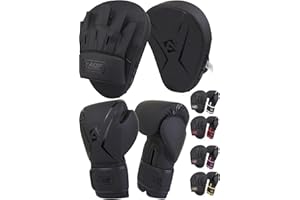 AQF Boxing Gloves and Pads - Adults & Kids Boxing Set for Kickboxing & MMA Muay Thai Punching Glove with Curved Boxing Pads for Martial Arts Training