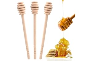 FOZUANEI 3 Pcs Honey Dipper Sticks, 16cm Wooden Honey Mixing Stirrer, Honey Spoons Dispenser for Kitchen Tool, Party Favors, Gift, Honey Dispensing, Giveaway
