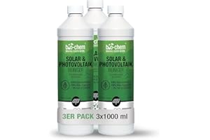 ‎BIO-CHEM CLEANTEC bio-chem Solar- und PV Photovoltaik-Reiniger – 3x 1000 ml Konzentrat - bis zu 1:20 verdünnbar - Tiefenwirksam und materialschonend - Made in DE