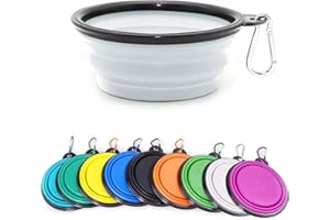 COOLON Collapsible Dog Bowl,Collapsible Dog Water Bowls for Cats Dogs, Portable Pet Feeding Watering Dish,Portable Dog Water Food Bowl with Carabiner (Small(350ML), White)