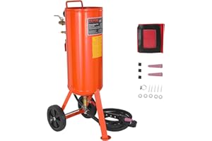 VEVOR Sabbiatrice da 37 Litri, Sabbiatrice Pressione 60-110 PSI, Serbatoio Abrasivo Portatile, Kit Sabbiatura ad Aria 2 Ugelli in Ceramica Separatore Tubo 2,3m per Rimozione di Vernice Macchie Ruggine