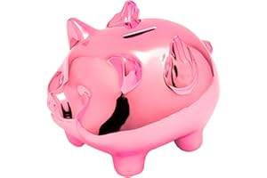 GOPIGITO Porcellino Salvadanaio Terracotta, Salvadanaio Maialino, Simpatico Salvadanaio per Bambini, Sposi Salvadanaio Banconote, Idea Regalo per Natale, Bambini, Matrimonio Salvadanaio Battesimo (rosa)