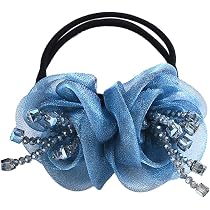 KABELIF Haargummis Mit Blumen & Strass – Elastische Scrunchies, Für Frauen & Mädchen, 7 Cm, Grün