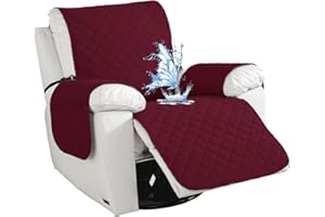 CYCMACO Impermeable Funda Sillon Reclinable 1 Asiento, Funda Sillon Reclinable con Bolsillos Laterales, Antideslizante, Antiarañazos, Universal, Fácil De Instalar Y Lavar, Burdeos