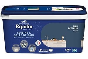 Ripolin - Peinture Intérieure Cuisine et Bain – Murs, Boiseries et Radiateurs - Adapté Pièces Humides - Effet Perlant - Lessivable - Haute Résistance - Bleu De Bering - Satin - 2L