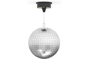 R-MUSIC – MIRROR BALL - Boule à facettes miroir et LED RGB – Boule disco de 15 cm de diamètre – Chaîne de fixation – Idéale pour Décoration, Fête, Soirée, Danse & Noël, Mirroir