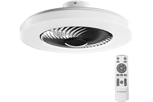 Noaton Ventilatore da soffitto 12058B Triton Nero, con Illuminazione LED max. 50 W Dimmerabile 3 temperature di colore, telecomando, timer, portata d'aria fino a 60 m3/min, lampadario, diametro 58cm