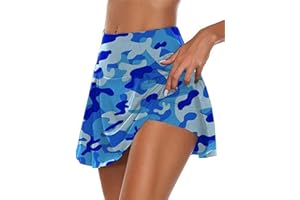 LIPIODOL Faldas Mujer De Camuflaje Activo Athletic Pleated Tennis Golf Skirt with Shorts Workout Running Skort Summer