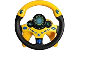 Sipobuy Zabawki na kierownicę dla dzieci, symulowany, przenośny kontroler jazdy z zabawnymi dźwiękami i muzyką, prezent edukacyjny dla małych dzieci / dzieci, żółty