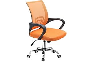 PANANA Chaise de Bureau Pivotante en Tissu à Mailles Hauteur Réglable, 46 x 48 x (88-98) cm (Orange)