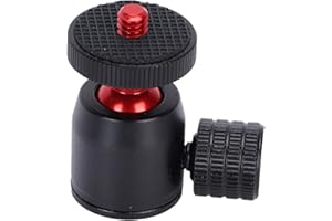 SXHLSELLER Mini Głowica Kulowa Statywu ze śrubą 1/4 Cala i Adapterem do Mocowania Gorącej Stopki do Lustrzanek Cyfrowych, światła Pierścieniowego, Głowicy Kulowej Statywu do Statywu i Monopodu, (czerwona piłka)
