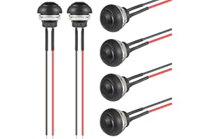 VEXUNGA Bouton Poussoir 12MM Etanche Interrupteur Noir Mini Rond Réinitialisation Push Boutons ON OFF Micro Momentané Electronique Commutateurs avec Fil (6 Pièces)