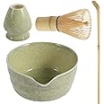 Matcha Whisk Set Japanese Matcha Tea Set Ceramic Matcha Bowl Matcha Whisk Holder Bamboo Matcha Whisk and Bamboo Scoop Reusable Matcha Making Kit Matcha Tea Set Whisk Starter Kit (A)