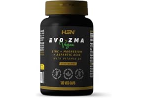 HSN Sports ZMA Zinc Magnesio Vitamina B6 - Evozma – Mejora el Entorno Hormonal elevando los Niveles de Testosterona Naturalmente - 120 cápsulas vegetales