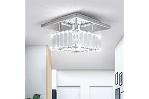 diisunbihuo Mini Kristall Kronleuchter Große Kristall Deckenlampe Runde LED Pendelleuchte für Flur Treppe (kühl weiß) (Quadratischer SJT Kühl weiß)