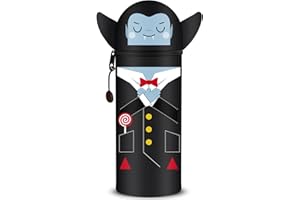 GDFJBG 2-in-1 Silikon Federmäppchen - Halloween-Vampire, Kawaii,Tischstifthalter Federtasche Tischstifthalter, Reißverschluss, Silikon, Stiftetasche Buntstifte Marker