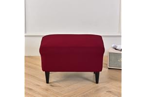 Highdi Copri Pouf Rettangolare Elasticizzato, Spandex Copertura Dell'Ottomano Moderna Copri Poggiapiedi Poltrona per Soggiorno, Morbido Lavabile Fodere per Sgabello (Rosso Bordeaux,1 Pezzi)