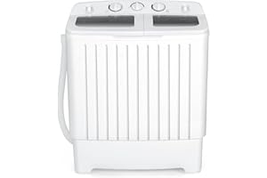 TANGZON Twin Tub Washing Machine, 8KG Portable Washing Machine and Spin Dryer Combo with Timer Control & Drain Pipe, Small Washers for Camping Dorms Apartments RVs (5KG Washer 3KG Drying, Grey)