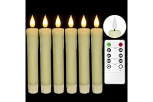 PChero Candele a LED con telecomando, set di 6 candele elettriche a LED, in vera cera tremolante, con funzione timer, per Halloween, Capodanno, feste, camere, Natale, soggiorno