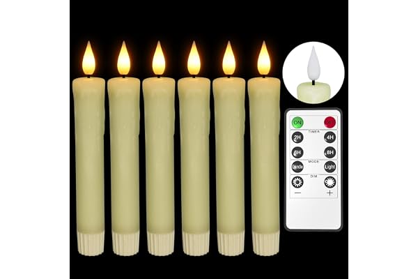 PChero Bougie Chandelier LED Decorative, Lot de 6 Fausse Bougies à LED Flamme Vacillante Cire Electrique avec Télécommande pour Decoration Noel Anniversaire Maison Chambre Salon Mariage