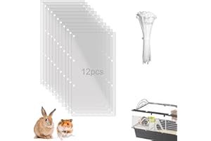 PeSandy Protection Contre l'urine pour Cage d'animal, Lot de 12 revêtement de Bord de Cage pour Lapin Cochon d'Inde Hamster hérisson Chinchilla, Gardez la litière dans la Cage (Transparent, 30x15cm)