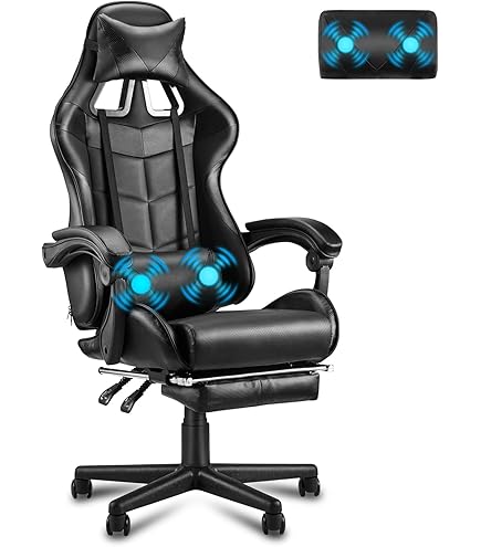 Gamingstoel, Bureaustoel, Computerstoel, Verwijderbare Hoofdsteun Lendenkussen In Hoogte Verstelbaar Schommelfunctie Tot 150 Kg Belastbaar Ergonomisch Zwart En Blauw