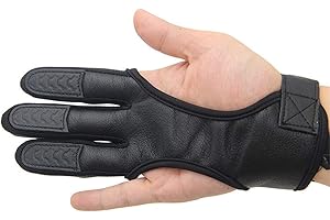 DaMohony Bogenschießen Handschuhe 3 Finger Echtes Leder Hand Schießen Jagd Schutz Bogenschießen Schutzhandschuhe für Recurve Bögen Jagd Finger