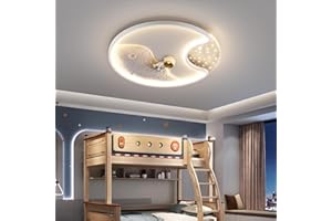 GUANSHAN 3D Astronautenmond Deckenleuchte LED-Astronautenkronleuchter Deckenlampe Cartoon-Mond-Kronleuchter Augenschutz Deckenbeleuchtungsvorrichtung für Schlafzimmer, Kinderzimmer