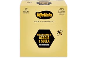 CAIYA Mielizia, Miele Italiano di Acacia e Sulla non Pastorizzato in Bustine Monodose, Box Mini 32x5g - Insieme per la Biodiversità