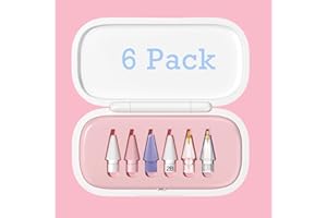 WILBEVA 6 punte di ricambio Apple Pencil 1/2/Pro Generation per iPad, punte ad alta sensibilità e controllo preciso Nib (C-6 pezzi con scatola rosa)
