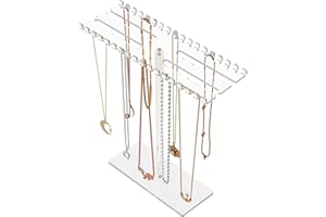 YNR Présentoir à bijoux en acrylique transparent avec crochets double face, support de rangement à suspendre pour colliers, bracelets, pendentifs