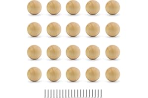 TIANLIN 20 piezas Tiradores para Cajones, Tiradores de Muebles de Bolas de Madera, Pomos de Armario con Tornillos, Superficie Lisa, para Armario y Cajones