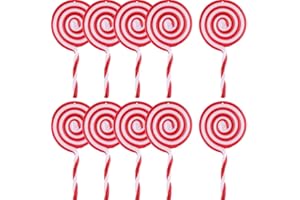 WINWILD 10 Piezas de Colgantes de bastón de Caramelo de árbol de Navidad, Decoraciones de árbol de Navidad de piruleta, Caramelo de Adorno de Navidad Blanco Rojo (13CM)
